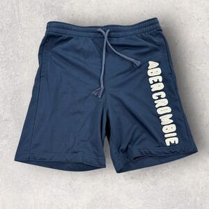 Vintage Abercrombie & Fitch Mesh Shorts‎ Mens 32 Navy Blue Spell Out Drawstring
